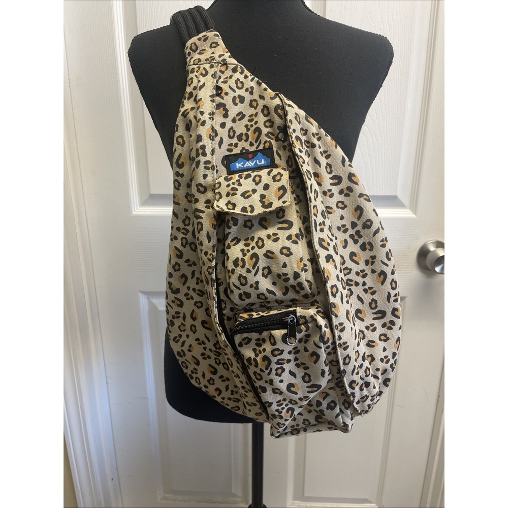 Kavu Spot On Leopard Print Rope Sling Crossbody Bag Retired Rare